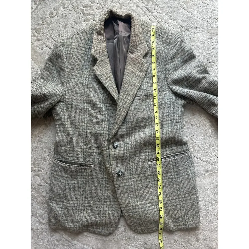 Oakton Ltd Men’s Wool Blazer Sport Coat Jacket Gray Plaid 42R 100% Pure Wool